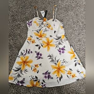 Floral Juniors Dress in Yellow and Purple